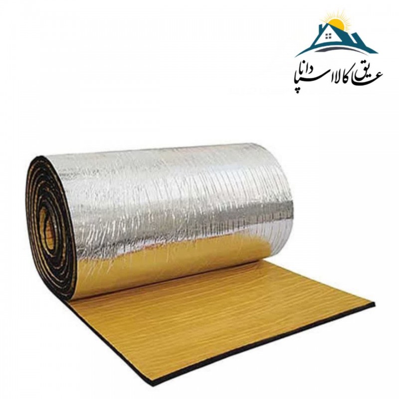 فوم الاستومری 6 میل 1×30 مترپشت چسبدار ساده با روکش الومینیوم 170 میکرون