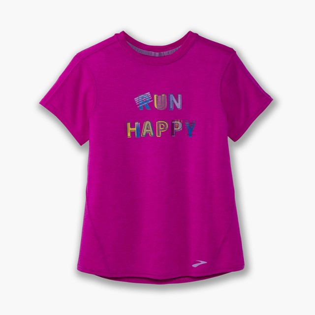 تیشرت ورزشی زنانه بروکس مدل Brooks Women's Distance Graphic Short Sleeve|بنفش طرح دار