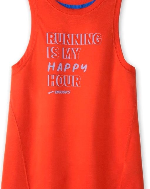 تاپ ورزشی زنانه بروکس مدل Brooks Women's Distance Graphic Tank Top|نارنجی طرح دار