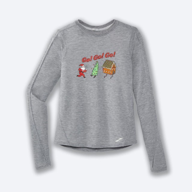 آستین بلند ورزشی زنانه بروکس مدل Brooks Women's Distance Graphic Long Sleeve|طوسی