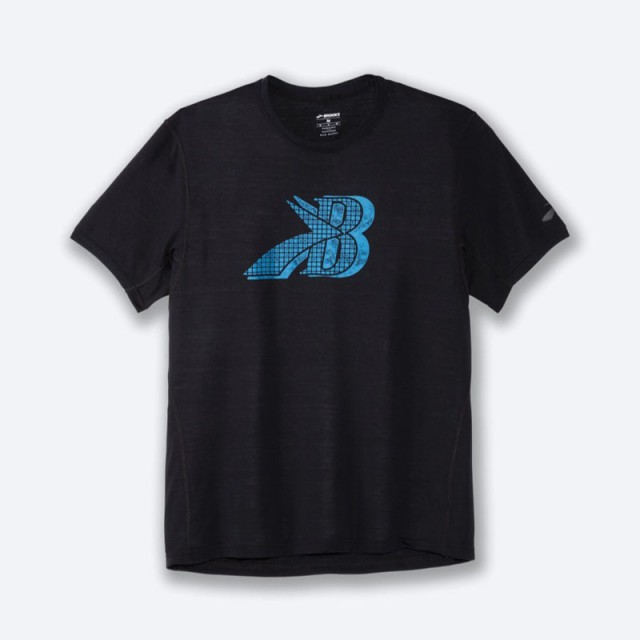 تیشرت ورزشی مردانه بروکس مدل Brooks Men's Distance Graphic Short Sleeve|مشکی