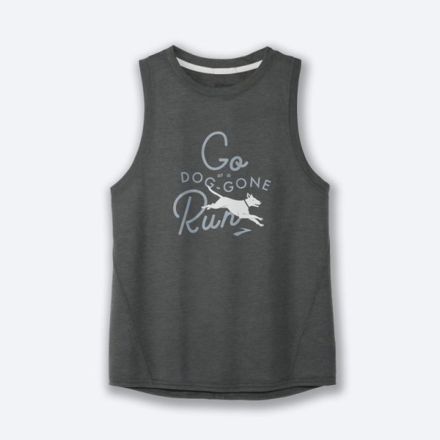 تاپ ورزشی زنانه بروکس مدل Brooks Women's Distance Graphic Tank|زیتونی