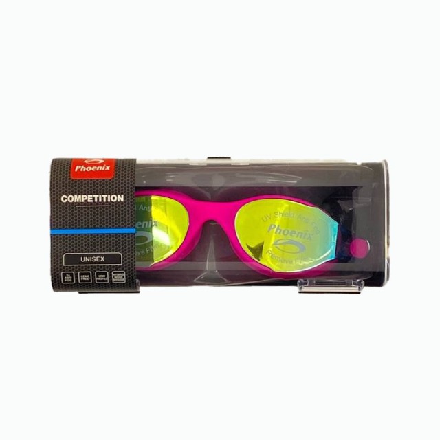 عینک شنا  فونیکس جیوه ای ضد بخار  مدل Phoenix Competition swimming glasses Anti Fog | سرخابی
