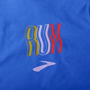 تیشرت ورزشی زنانه بروکس مدل Brooks Women's Distance Graphic Short Sleeve|آبی طرح دار