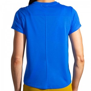 تیشرت ورزشی زنانه بروکس مدل Brooks Women's Distance Graphic Short Sleeve|آبی طرح دار