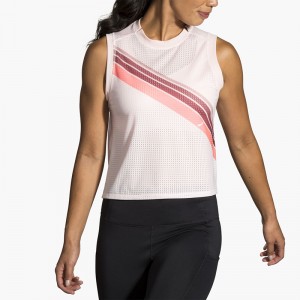 تاپ ورزشی زنانه بروکس مدل Brooks Women Further Tank|صورتی طرح دار