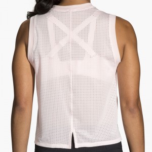 تاپ ورزشی زنانه بروکس مدل Brooks Women Further Tank|صورتی طرح دار