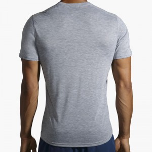 تیشرت ورزشی مردانه بروکس مدل Brooks Men's Distance Graphic Short Sleeve|طوسی طرح دار