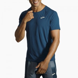 تیشرت ورزشی مردانه بروکس مدل Brooks Men's Atmosphere Short Sleeve|آبی تیره