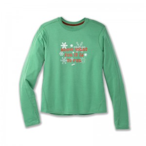 آستین بلند ورزشی زنانه بروکس مدل Brooks Women's Distance Graphic Long Sleeve|سبز
