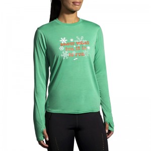 آستین بلند ورزشی زنانه بروکس مدل Brooks Women's Distance Graphic Long Sleeve|سبز