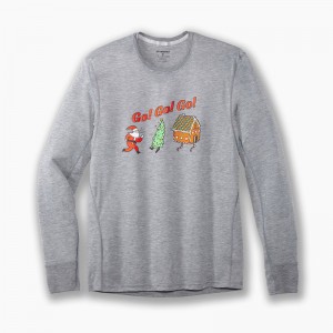 آستین بلند ورزشی مردانه بروکس مدل Brooks Men's Distance Graphic Long Sleeve|طوسی