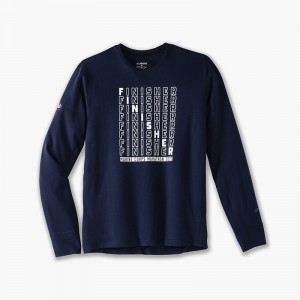 آستین بلند ورزشی مردانه بروکس مدل Brooks Men's Distance Graphic Long Sleeve|سرمه ای