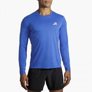 آستین بلند ورزشی مردانه بروکس مدل Brooks Men's Distance Graphic Long Sleeve|آبی