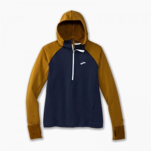 هودی نیم زیپ ترمال زنانه بروکس مدل 2.0 Brooks Women's Notch Thermal Hoodie|سرمه ای طلایی