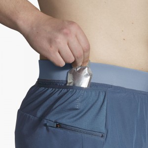 شورت ورزشی مردانه بروکس مدل Brooks Men's Sherpa 5" 2-in-1 Short|طوسی آبی