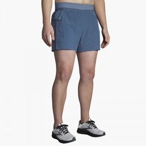 شورت ورزشی مردانه بروکس مدل Brooks Men's Sherpa 5" 2-in-1 Short|طوسی آبی