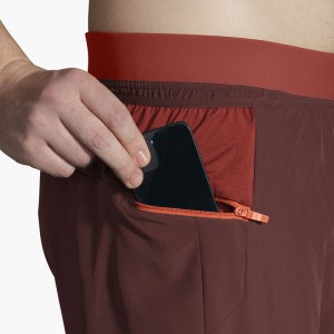 شورت ورزشی مردانه بروکس مدل Brooks Men's Sherpa 5" 2-in-1 Short|مسی کشمشی
