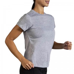 تیشرت ورزشی زنانه بروکس مدل Brooks Women Distance Short Sleeve|طوسی