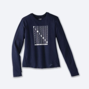 آستین بلند ورزشی زنانه بروکس مدل Brooks Women's Distance Graphic Long Sleeve|سرمه ای
