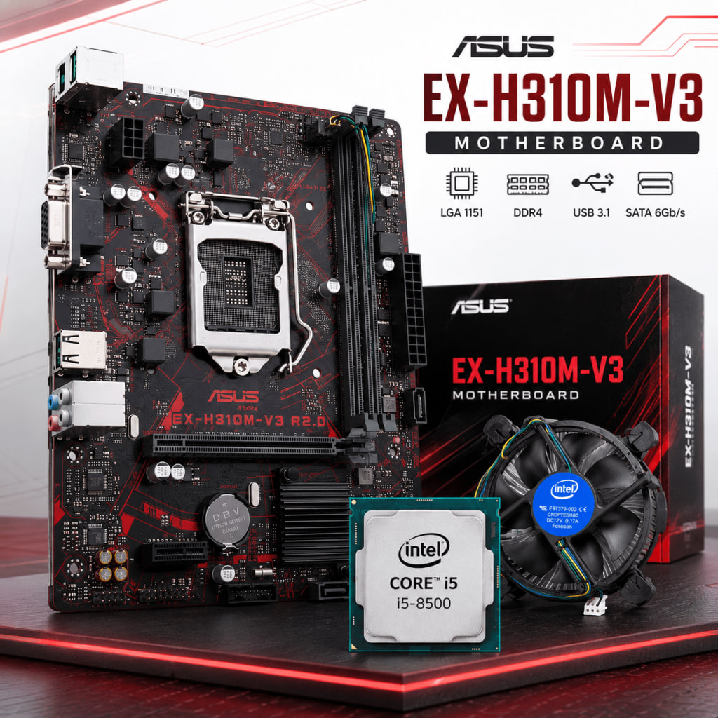 باندل مادربرد Asus EX H310M v3پردازنده I5 8500فن CPU