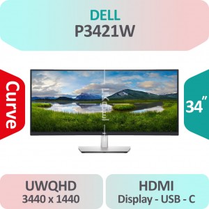 مانیتور استوک Dell P3421W سایز 34 اینچ 4K  IPS پنل خمیده Curved