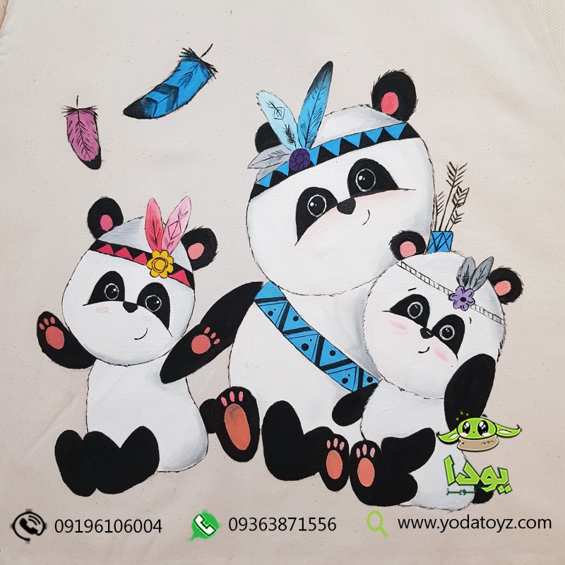 چادر بازی کودک سرخپوستی پنجره دار طرح پاندای کونگ فو کار با تشک