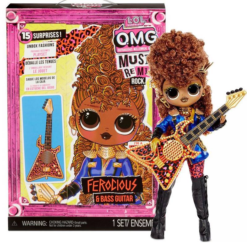 عروسک ال او ال مدل راکستار 577591-LOL Surprise! OMG Remix Rock Ferocious And Bass Guitar Fashion Doll