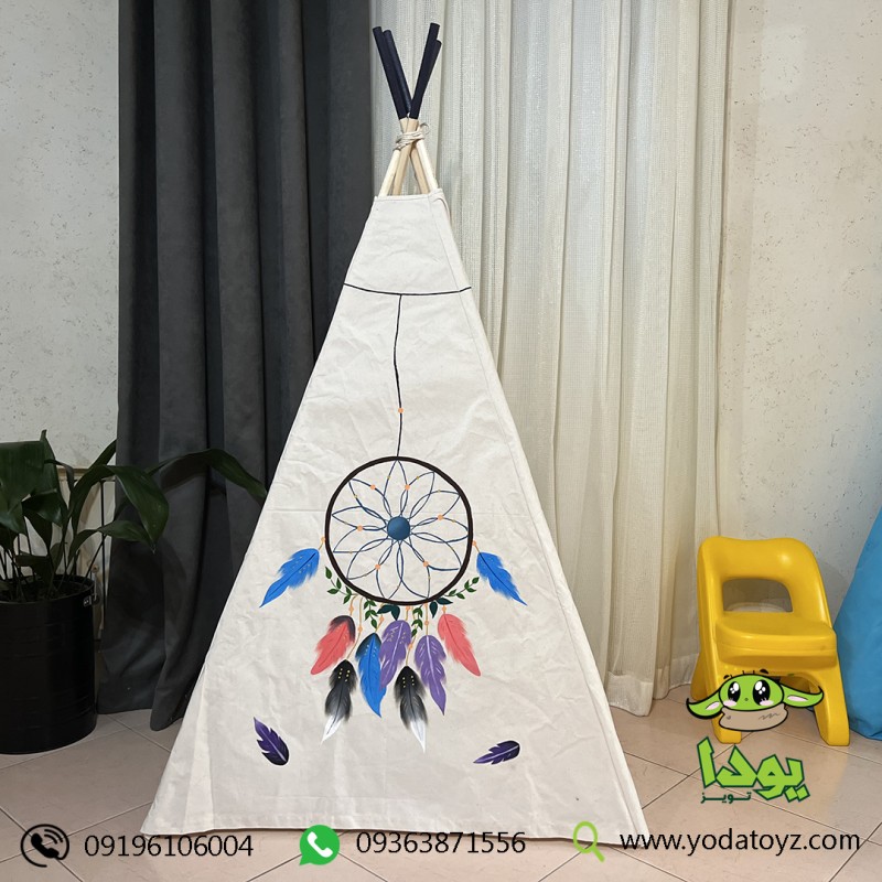 چادر بازی کودک مدل سرخپوستی طرح نشان سرخپوست آمریکایی