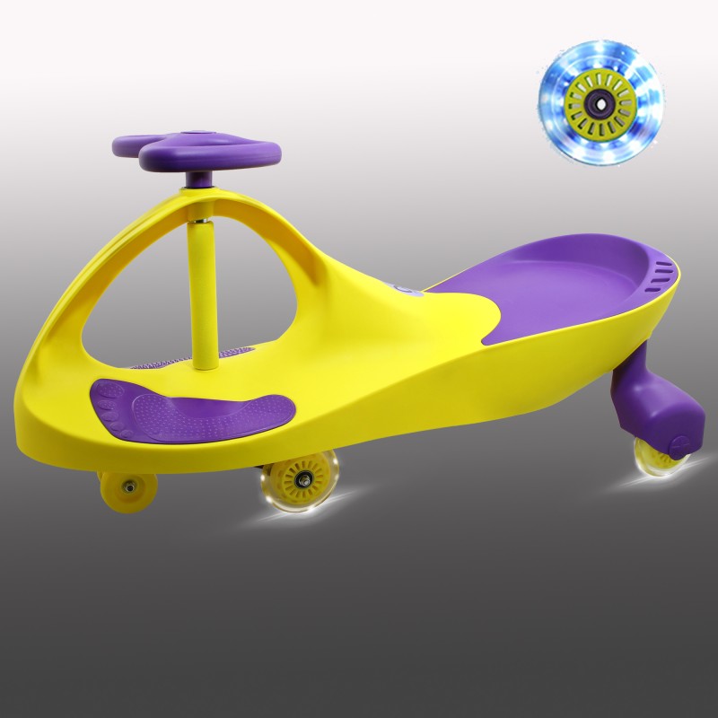 لوپ کار چرخ ژله ای چراغدار رنگ زرد با نشیمن بنفش  LOOPCAR
