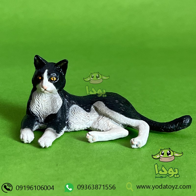 فیگور گربه سیاه و سفید لم داده برند موجو 387367 - Cat Lying Black and White figure