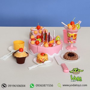 اسباب بازی کیک تولد  75 تکه رنگ صورتی