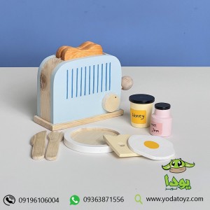 اسباب بازی توستر چوبی رنگ آبی