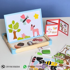 اسباب بازی تخته  نقاشی دو طرفه چوبی با اشکال مگنتی کد 1347