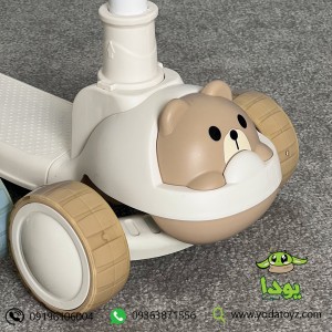 اسکوتر کودک تاشو طرح خرس رنگ کرم کد 2004