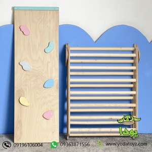 سازه ورزشی چوبی کودک  مدل نردبان مثلثی چوبی