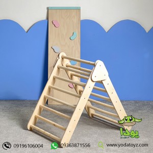 سازه ورزشی چوبی کودک  مدل نردبان مثلثی چوبی