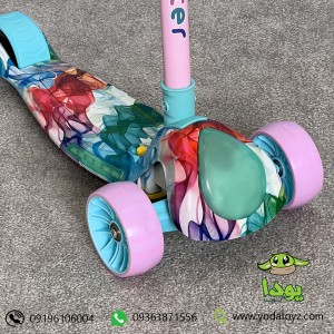 اسکوتر کودک تاشو موزیکال طرح آبرنگی رنگ صورتی کد 1004