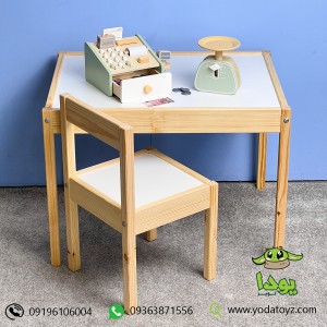 میز و صندلی چوبی کودک طرح ایکیا (یک میز و دو صندلی)