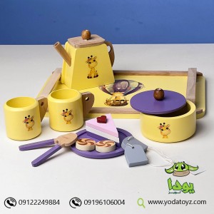 اسباب بازی چوبی ست چایخوری طرح  زرافه