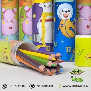 مداد رنگی 12 رنگ استوانه ای درب دار برند  لووکی