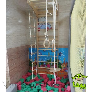 نمونه اجرا شده نردبان سوئدی + تاب گرد + حلقه ژیمناستیک و نردبان معلق