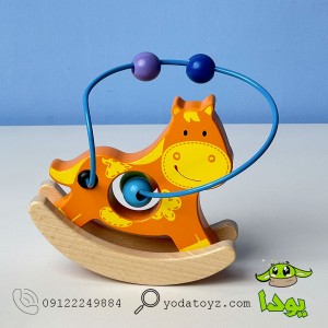 اسباب بازی میله و مهره چوبی طرح اسب نارنجی BZ-14-G