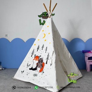 چادر بازی کودک مدل سرخپوستی با تشک طرح جغد و روباه