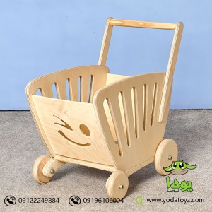 سبد خرید چرخدار چوبی کودک