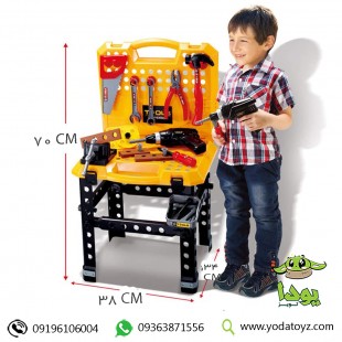 میز ابزار کودک پایه دار همراه با دریل و ابزار کار