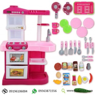 آشپزخانه بچه گانه واقعی رنگ صورتی برند little chef play kitchen مدل wdp17
