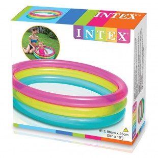 استخر بادی اینتکس گرد سه رنگ ابعاد 86 * 25 سانتیمتر مدل 57104  intex