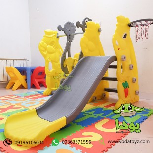 تاب و سرسره و حلقه بسکتبال خانگی مدل خرگوش 1.5 سال به بالا
