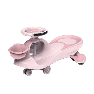 سه چرخه کودک پلاسماکار چرخ ژله ای و چراغدار سبد دار plasmacar صورتی پاستلی